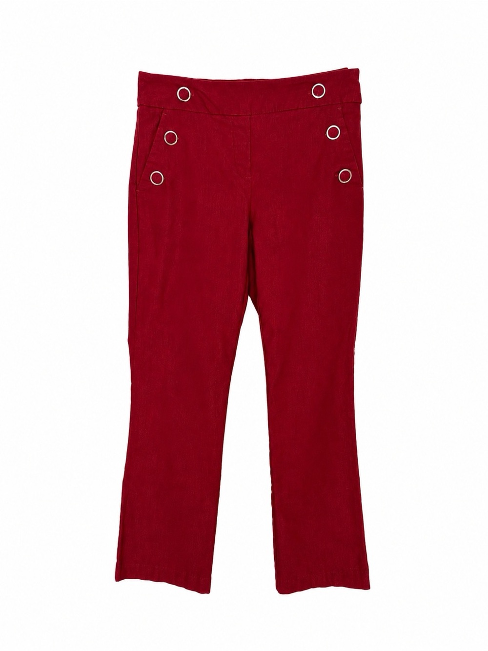 Jules & Leopold Crimson Red Sailor-Button Ponte Pants
